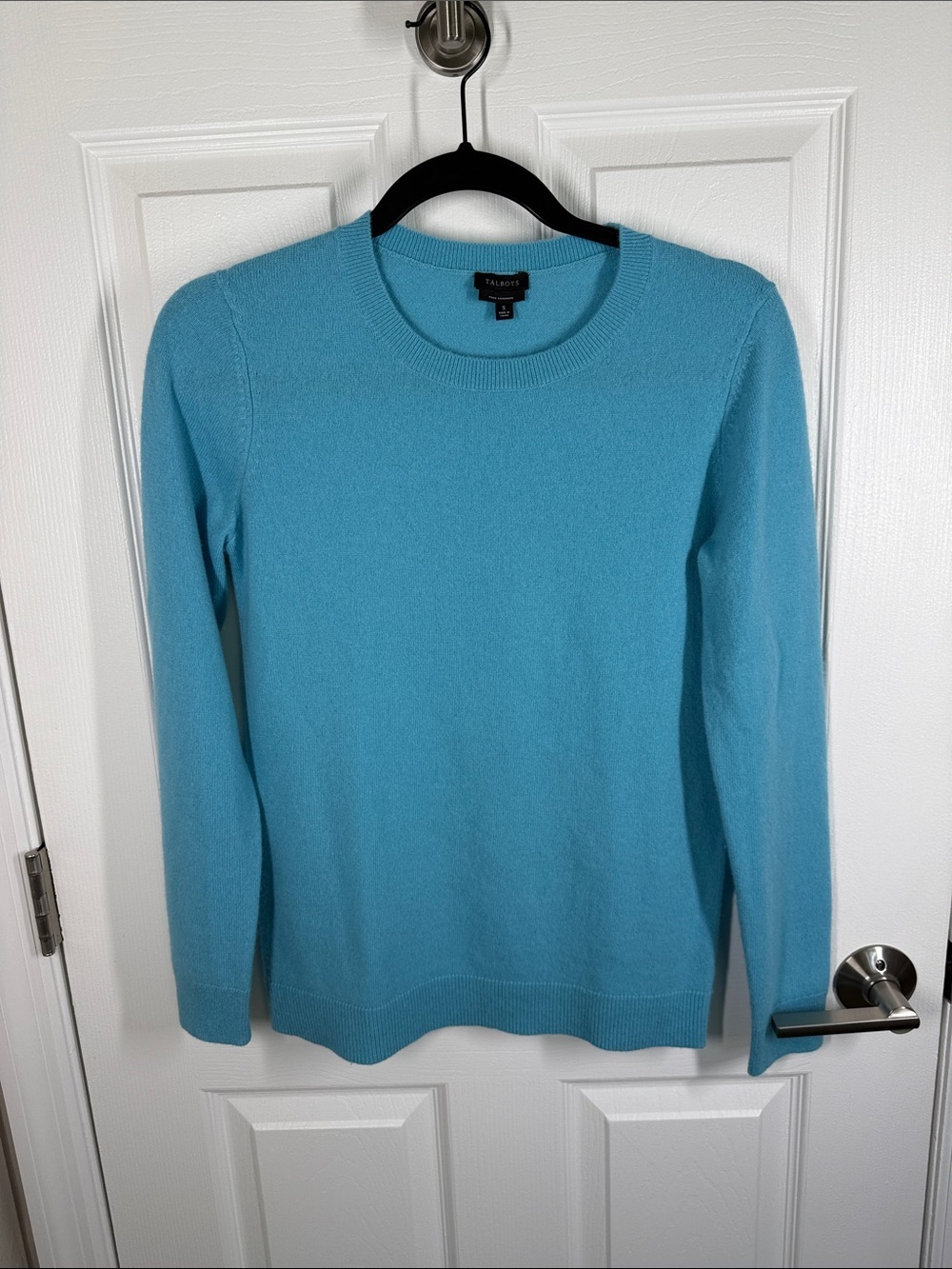 Talbots aqua turquoise crewneck cashmere sweater size small